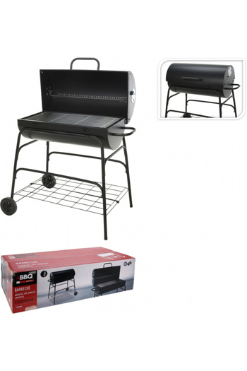 Koopman Grill with charcoal lid, metallic, 97 cm, with wheels and storage rack