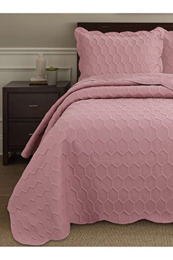 Bella Home Honey Comb 3D Double Bedspread Set (3 Pieces) - 260X240 cm