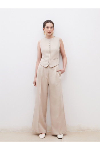 LC Waikiki Loose Fit Crepe Women's Pleated Pants
