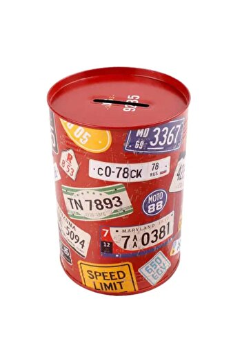 PUFO Road Signs metal piggy bank, 13 cm, burgundy