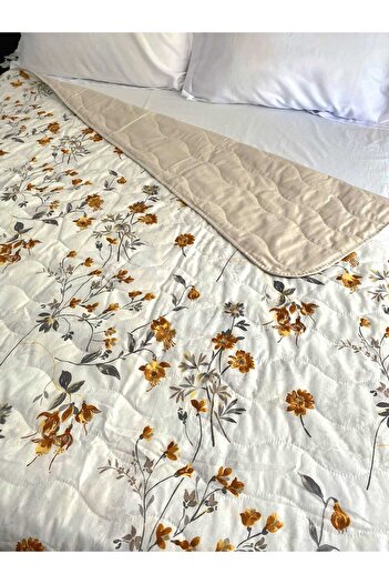 Özyuvam Quilted Cotton Fiber Filled Double Floral Patterned Pique