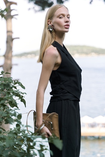 BOHEMAİ Σετ παντελονιού Struana Διπλό Μαύρο Crop