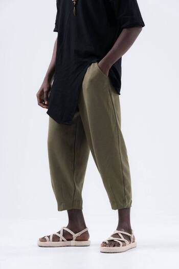 SUPERBLUE Men's Elastic Waist Loose Khaki Jogger Baggy Trousers