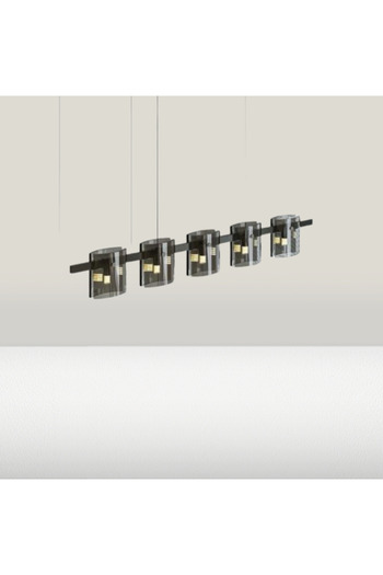 Jiju Candelabru LED modern, polonez, auriu-negru, sticlă G9 x 5