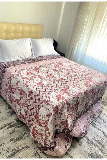 Özyuvam Quilted Cotton Fiber Filled Double Floral Patterned Pique