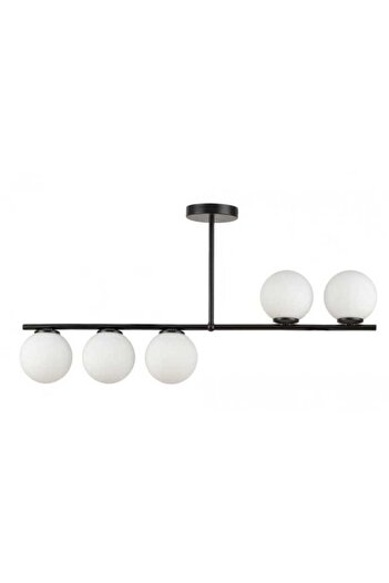 Jiju JIJU® Black Chandelier with White Globe Modern E27x5
