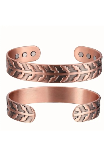 ORGANICYOU Donguan 1Pc Adjustable Copper Magnetic Bracelet, Thin Leaf Design - Durable