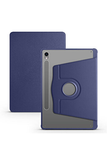 veltox Galaxy Tab S9 Case Compatible Lkm Thermal Pen Compartment Rotatable Stand Case-Navy Blue