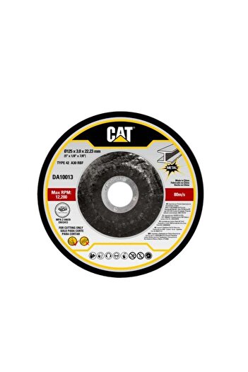 Caterpillar CAT DA10013 Abrasive Depressed Thick Metal Cutting Disc Ø125 (5") x3mm 10Pcs