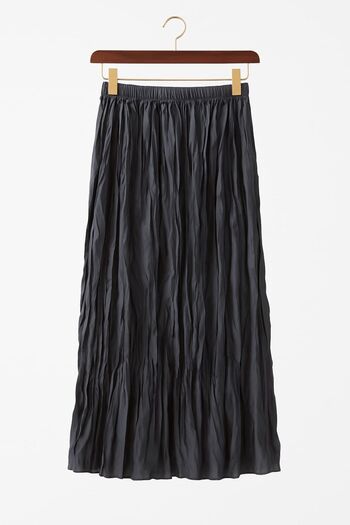 enmodaiçgiyim Basic Pleated Women's Long Crutch Skirt - Gray Relaxed Fit