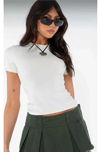 Gülmude Crew Neck Short Sleeve Stretchy Body Full Lycra Full Fit