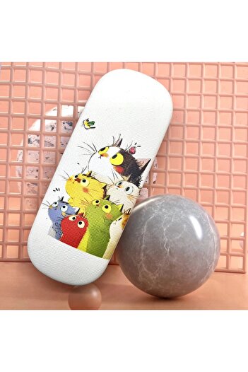 GlassySKY Cartoon Cat Printed Glasses Box Glasses Container Case, Teenager Children Student Adult Gift