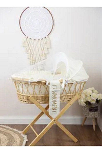 Fun Moment Moses Basket with Foldable Wooden Stand