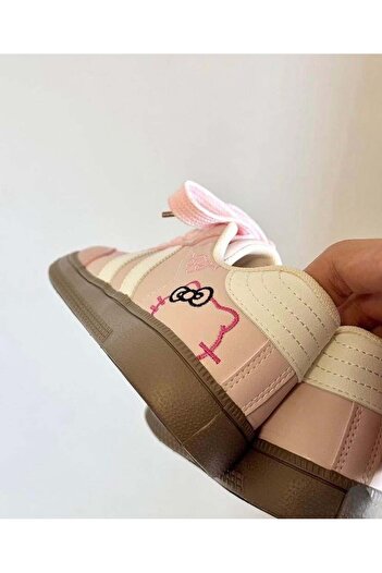 Gofeel Harajuku Nakışlı Kitty Pembe Spor Ayakkabı