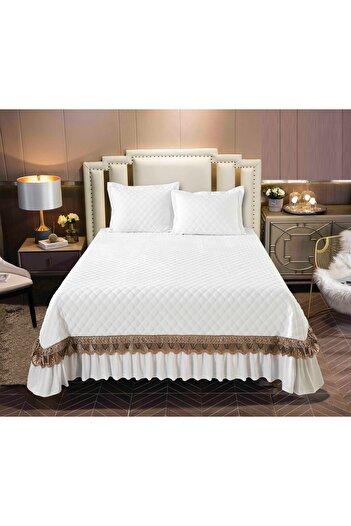 CHIRASO CHIRASO Bedspread Set, VELVET, 3 Pieces, 220x240+27 cm, 2 Pillowcases 50x70+5 cm, white