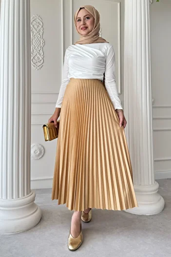 InStyle Pleated Gold Skirt