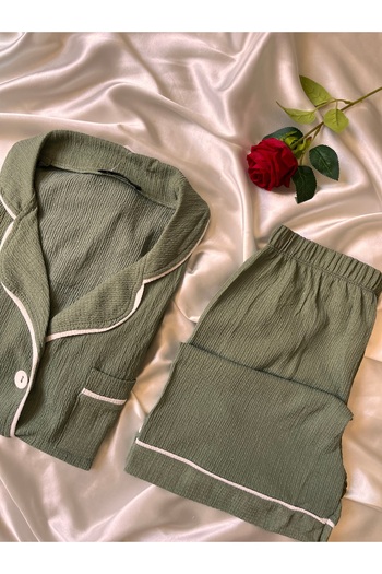 beshineunderwear Khaki Wrinkle Shorts Pajama Set