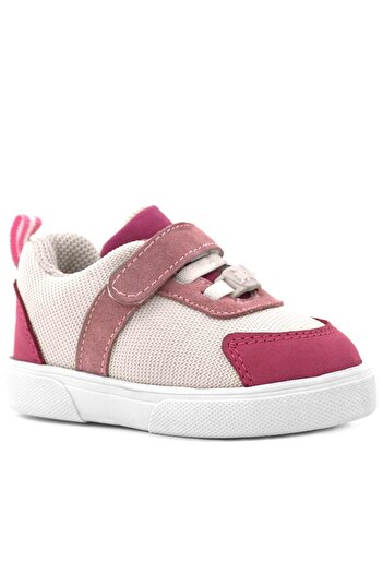 Rakerplus Genuine Leather Pink Cream Velcro Baby Girl Shoes