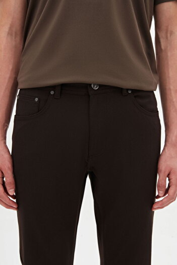 Tween Super Slim Fit Kahverengi Düz Bi Stretch Chino Pantolon