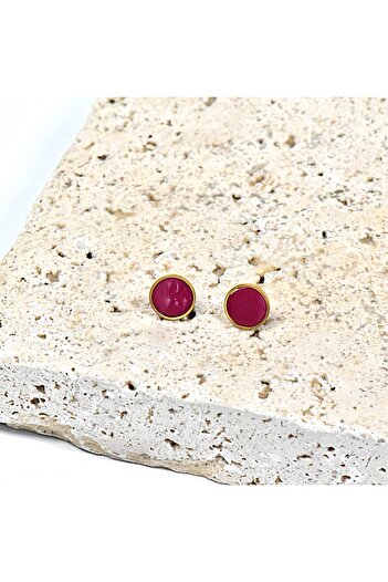 NARRU Handmade NARRU earrings, round, 1.2 mm, burgundy and gold, Koralia