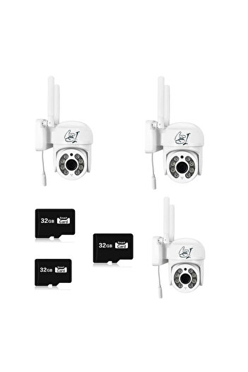 COBI SMART® Set of 3 Wi-Fi IP surveillance cameras JT-8160, 355° rotation, Full HD 2MP, includes 3 x 32 GB