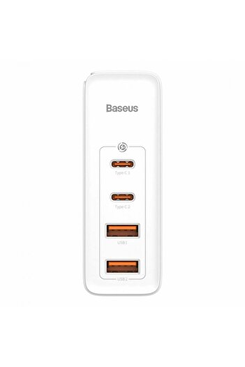 Baseus Charger 2x USB-C PD 100W, 2x USB-A QC3.0 + Type-C Cable - (CCGAN2P-L02) - White