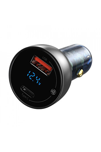 Baseus Car Charger Type-C PD65W, USB QC4.0, (CCKX-C0G) - Transparent
