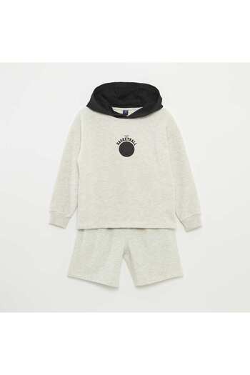 KIABI Lightweight sweatshirt fabric hoodie + shorts set - 2-piece set GREY