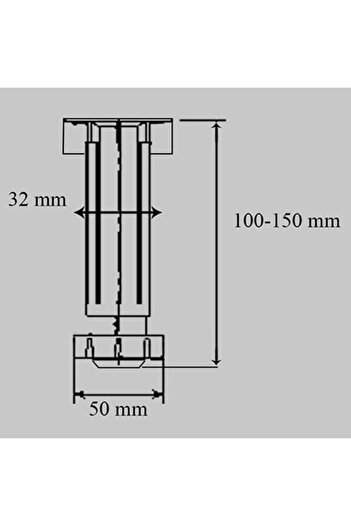 Adem Koç 10-15 cm Adjustable Round Kitchen Cabinet Leg Including Mounting Screws Black (4 Pcs)