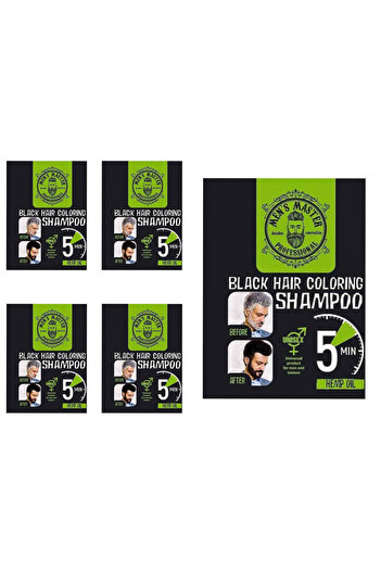 OEM Men's Master Professional Unisex Hair and Beard Coloring Shampoo - Black 5 packs x 25ml