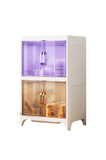 sharpdo Home Kitchen Dish Storage Cabinet, Cupboard with Blue Light Disinfection Storage Rack