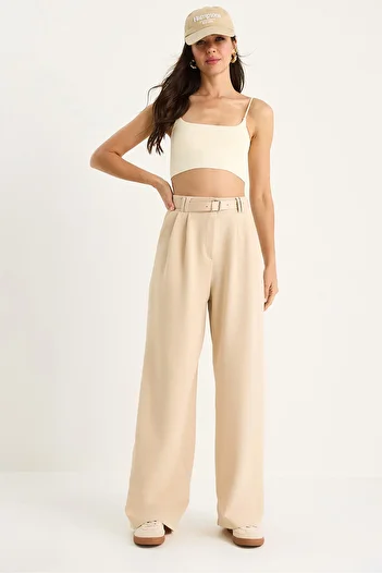 Bianco Lucci Damen-Strickhose mit doppeltem Faltenmuster und Gürtel 3851 60261449
