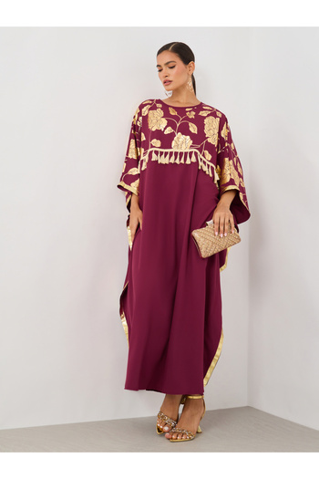 Keenly By Styli Women Floral Print Tassel Detail Maxi Kaftan