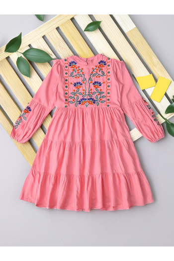 Bella Moda By Styli Embroidered Tiered Knee-Length Dress
