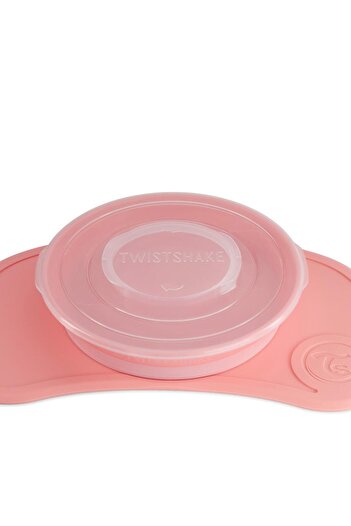 Twistshake Pink Vacuum Baby and Child Plate and Food Mat Set