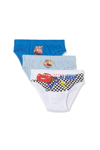 Disney Set 3 perechi de chiloti imprimati pentru baieti, cu Fulger McQueen, din bumbac, ER3077
