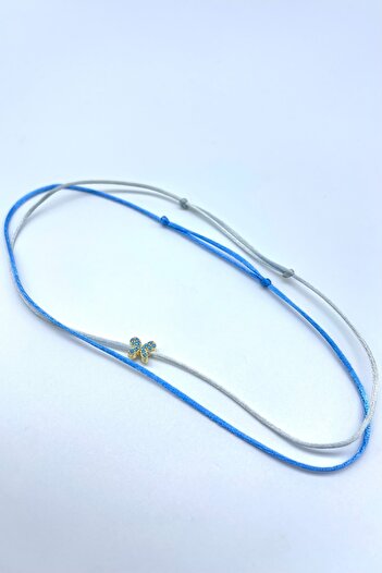 Concept HuBuTU 2 Pieces Zircon Butterfly Figured Blue Gray Silk Floss Thread Summer Anklet Set
