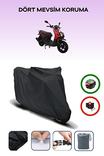 Breen Black Rear Bag Compatible Mondial 150 Argent Motorcycle Tarpaulin
