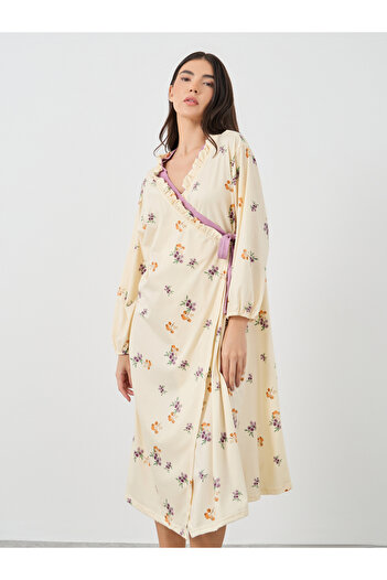 Styli Floral Print Tie-Up Detail Robe