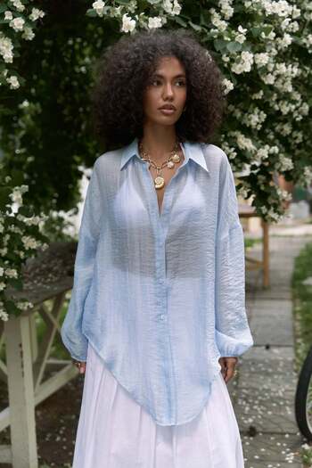 BOHEMAİ Lyra Oversize Blue Shirt