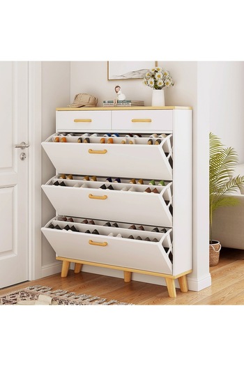 Generic 4 Tiers Entryway Entrance Home Furniture Wooden Slim Shoe Rack Storage Cabinet Organizer Shoe Cabine