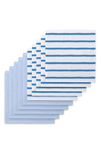 DEUX LAPINS 100% Cotton Muslin Baby Mouth Diaper Pack – Coco Brush & Endless Blue 10 Pcs