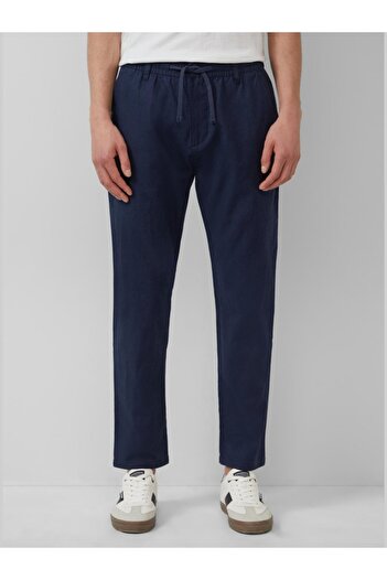 s.Oliver Chino pants, men, Detroit, linen and cotton blend, elastic waist, Dark Navy