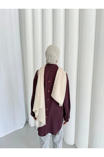 Merwish Button Linen Shirt-Burgundy 1362