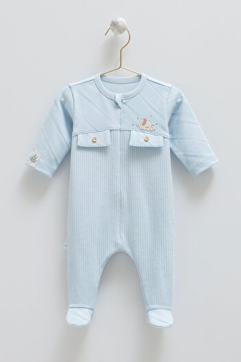 Caramell Baby Rompers Elephant Patterned 100% Cotton Interlock Fabric 0-6 Months