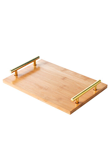 sharpdo Simple Modern Metal Handle Household Multi-Purpose Tray Creative Wooden Ornaments