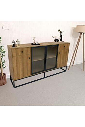 DEC24 Modern buffet with metal base and practical storage shelves