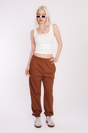 Madmext Kahverengi Comfort Fit Eşofman Altı MG1353