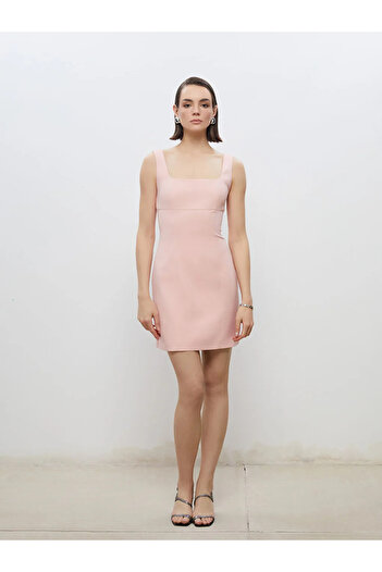 LC Waikiki Soulife Pembe Kare Yaka Mini Elbise