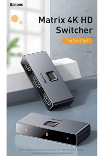 Baseus Matrix 2-in-1 HDMI Switch, HDMI 2.0 Ultra 4K 1 in 2 Out, HDMI Switcher Splitter Supports HDR